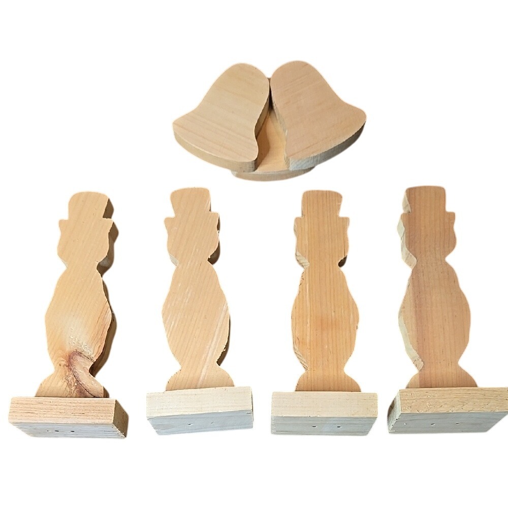 Snowman and Bell‎ Wooden Blanks, 5 Pieces